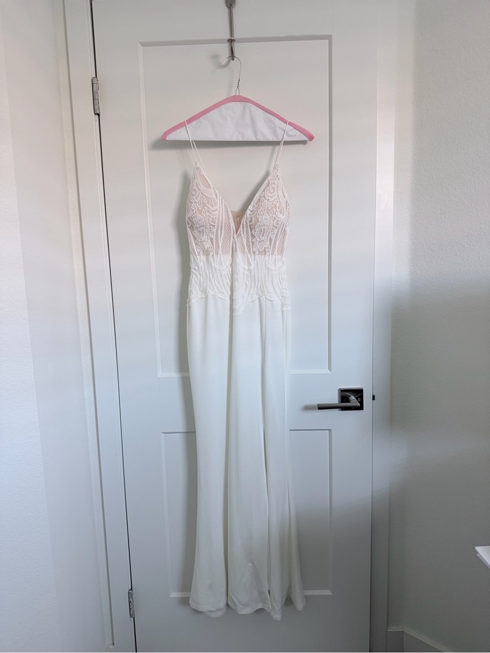 White Lace Bodice Slip Dress with Spaghetti Straps